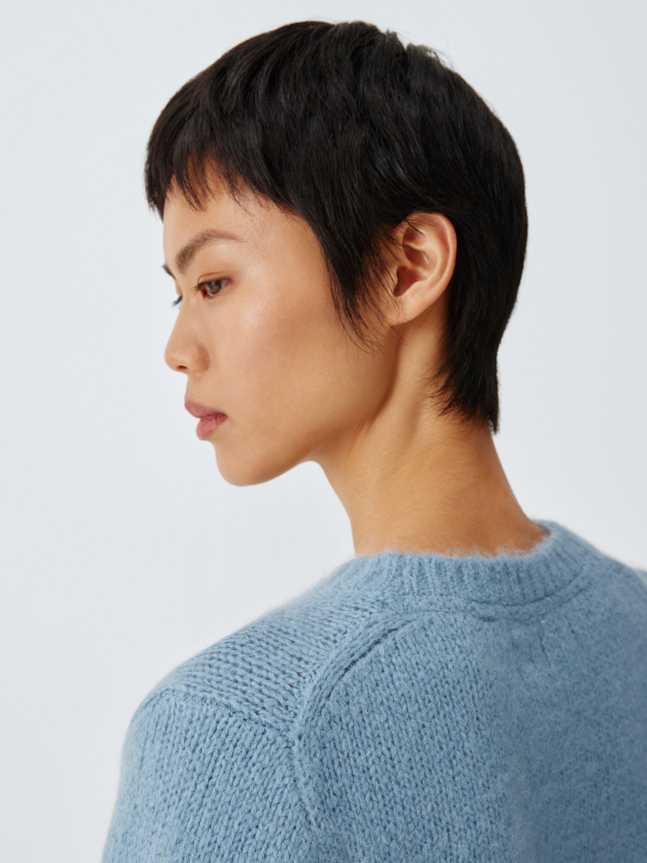 Product image 5 of 6, which shows John Lewis Alpaca Wool Blend Relaxed Short Sleeve Jumper, Blue, 8