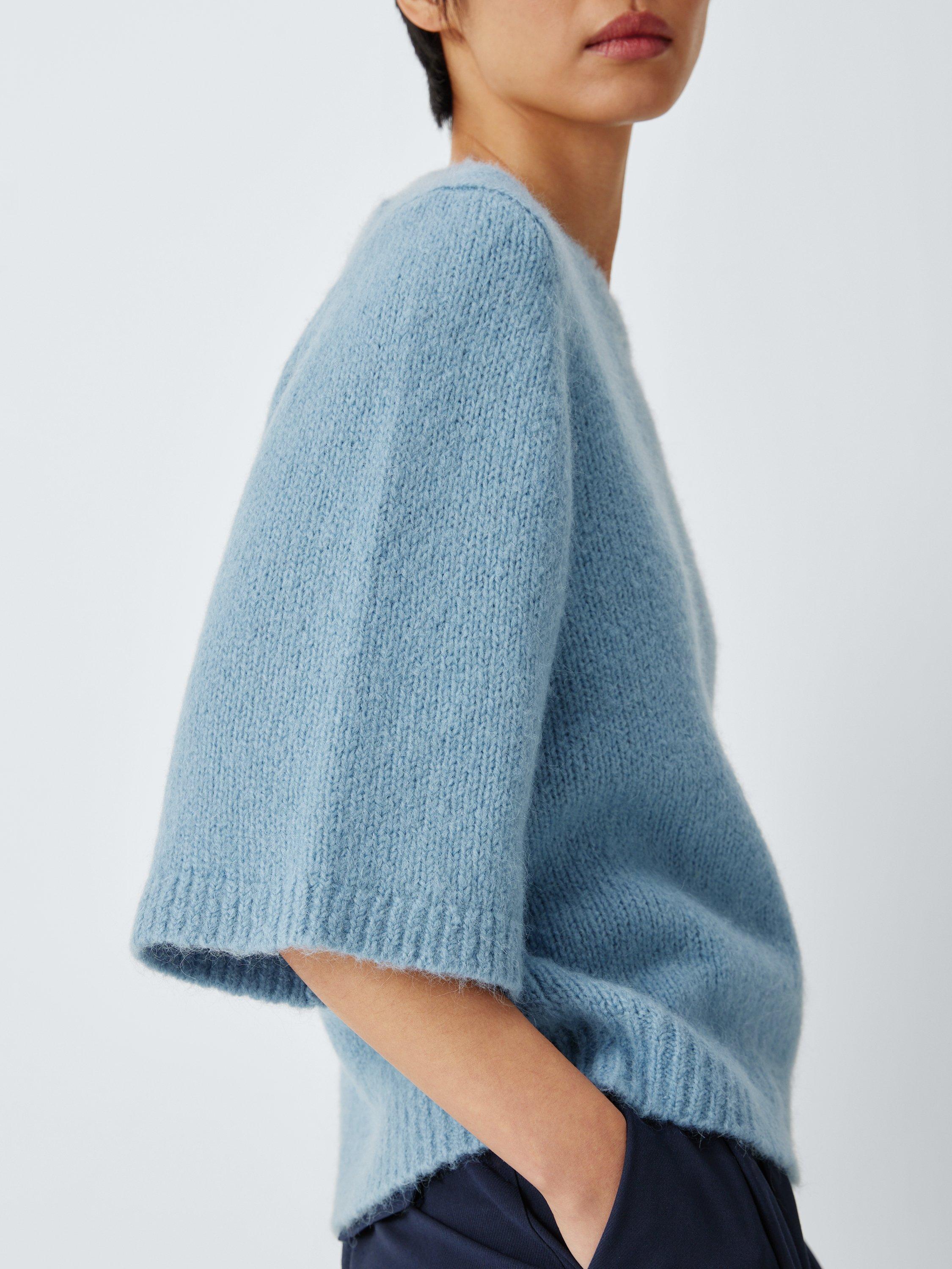 Product image 6 of 6, which shows John Lewis Alpaca Wool Blend Relaxed Short Sleeve Jumper, Blue, 8