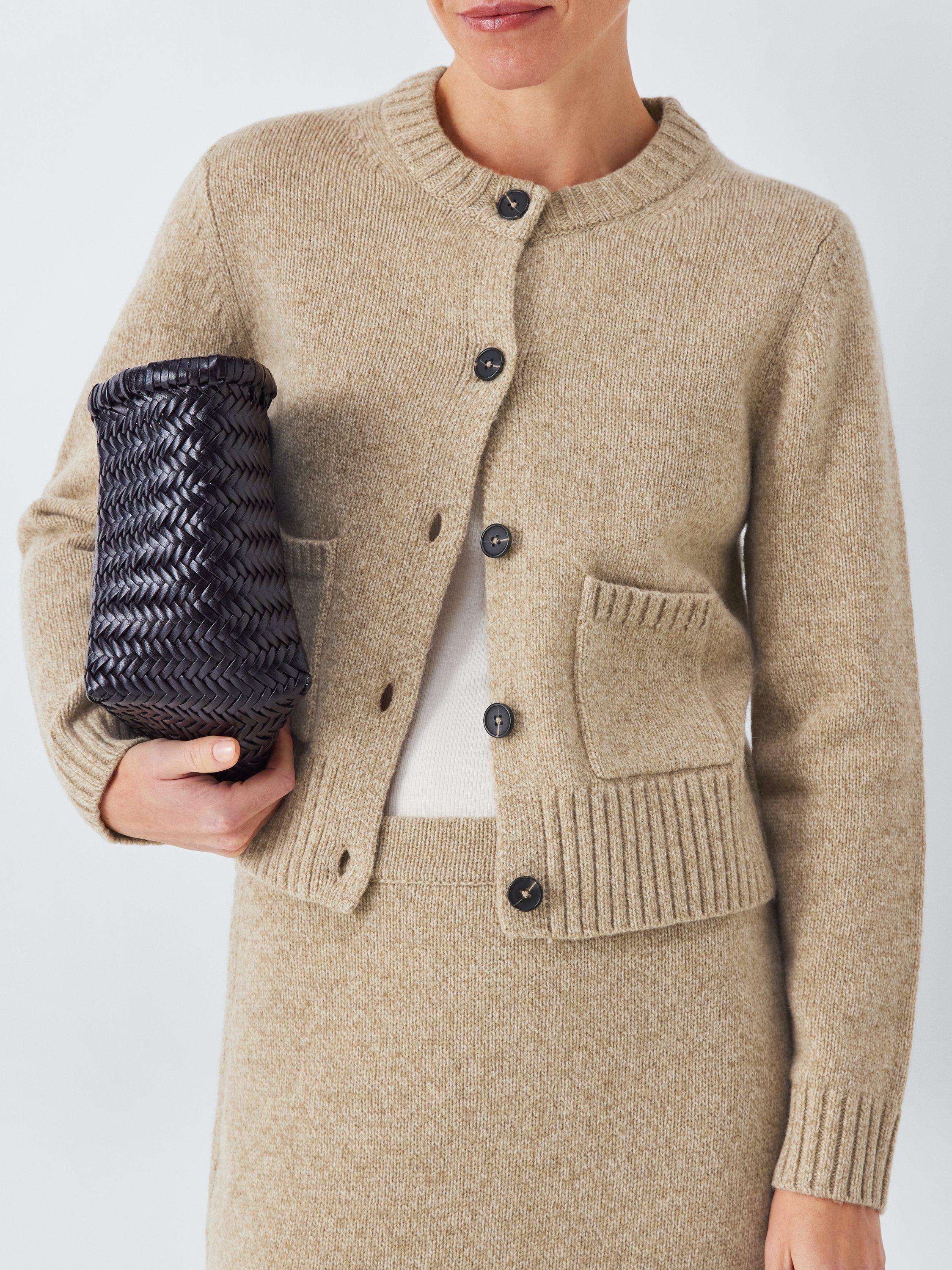 Product image 6 of 6, which shows John Lewis Marl Wool Blend Crew Neck Cardigan, Natural, 8
