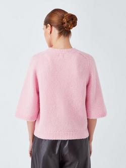 John Lewis Alpaca Wool Blend Relaxed Short Sleeve Jumper - view 2, Pink