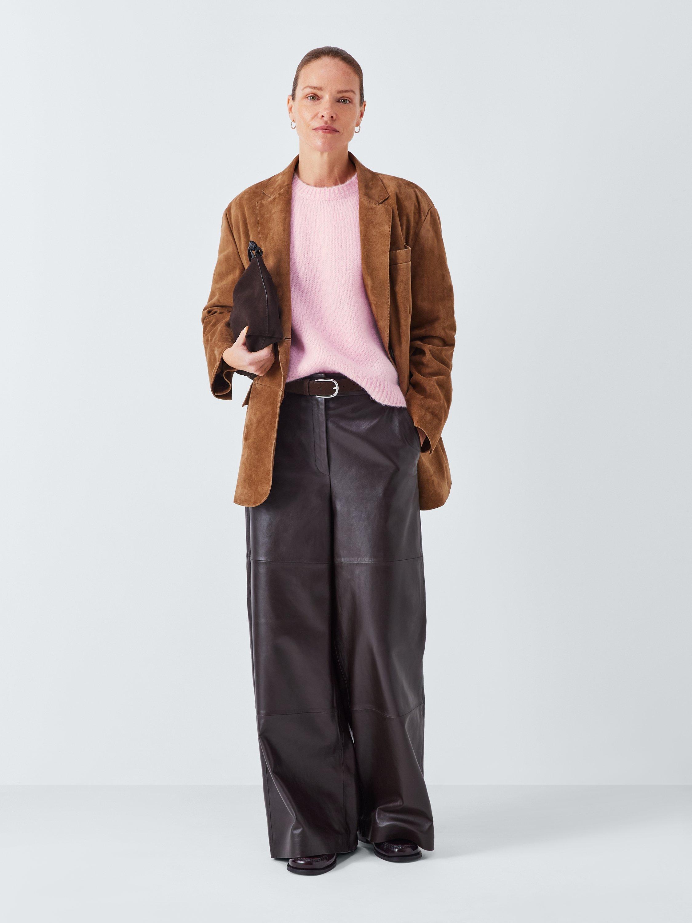 Product image 3 of 6, which shows John Lewis Alpaca Wool Blend Relaxed Short Sleeve Jumper, Pink, 8