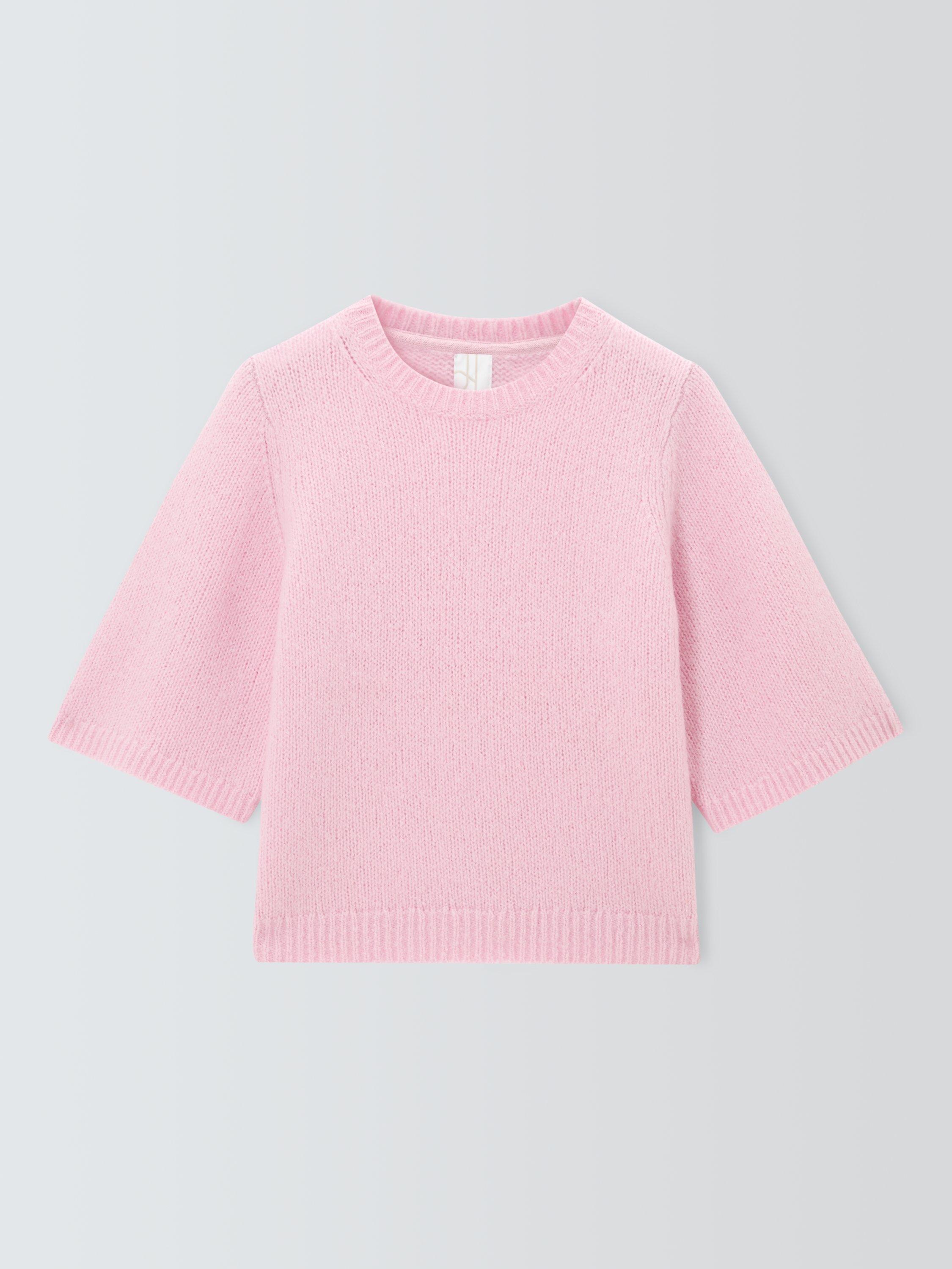 Product image 4 of 6, which shows John Lewis Alpaca Wool Blend Relaxed Short Sleeve Jumper, Pink, 8