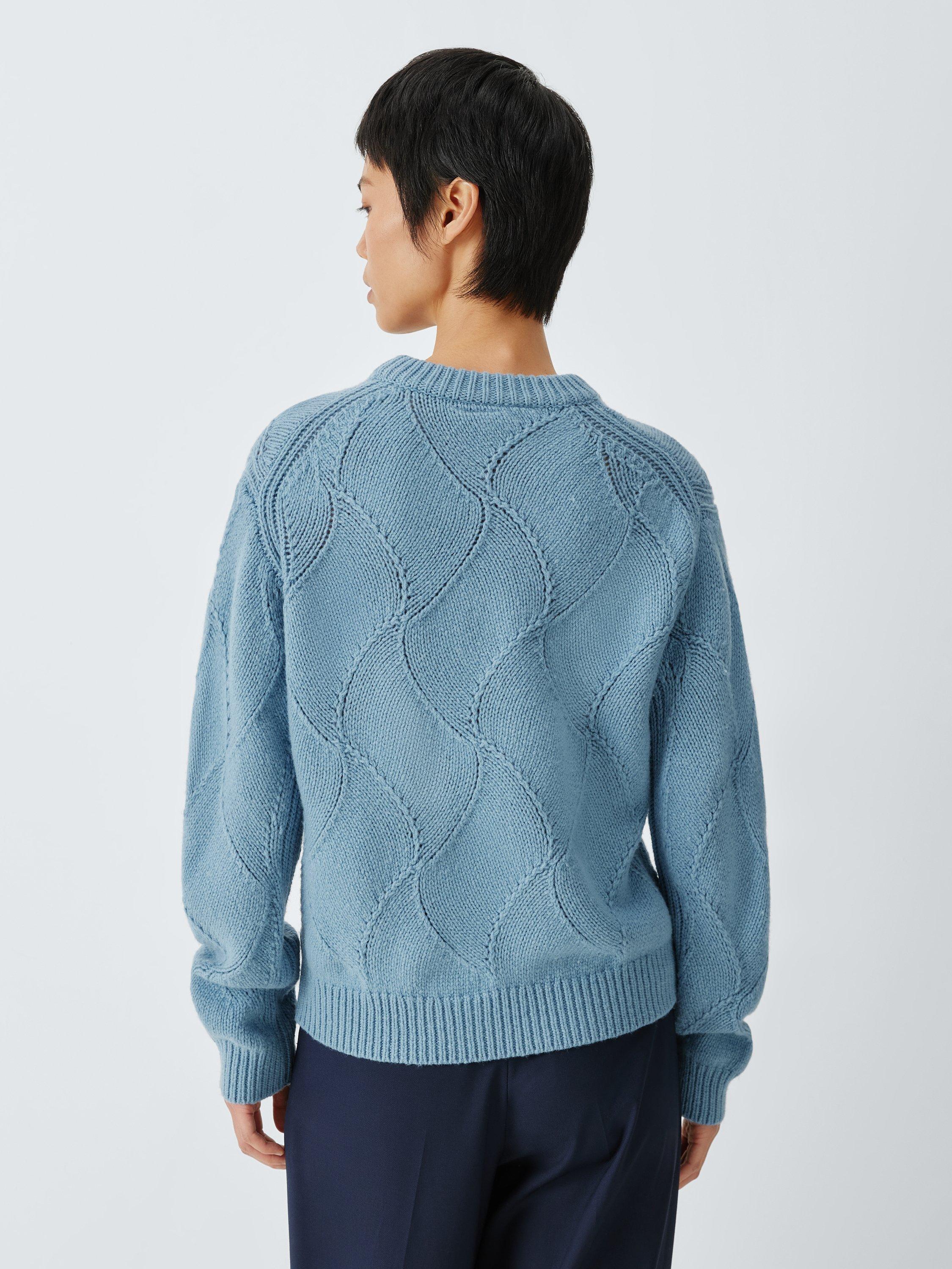 Product image 2 of 6, which shows John Lewis Wool Blend Pattern Knit Jumper, Blue, XS