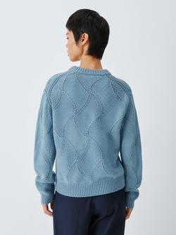 John Lewis Wool Blend Pattern Knit Jumper - view 2, Blue