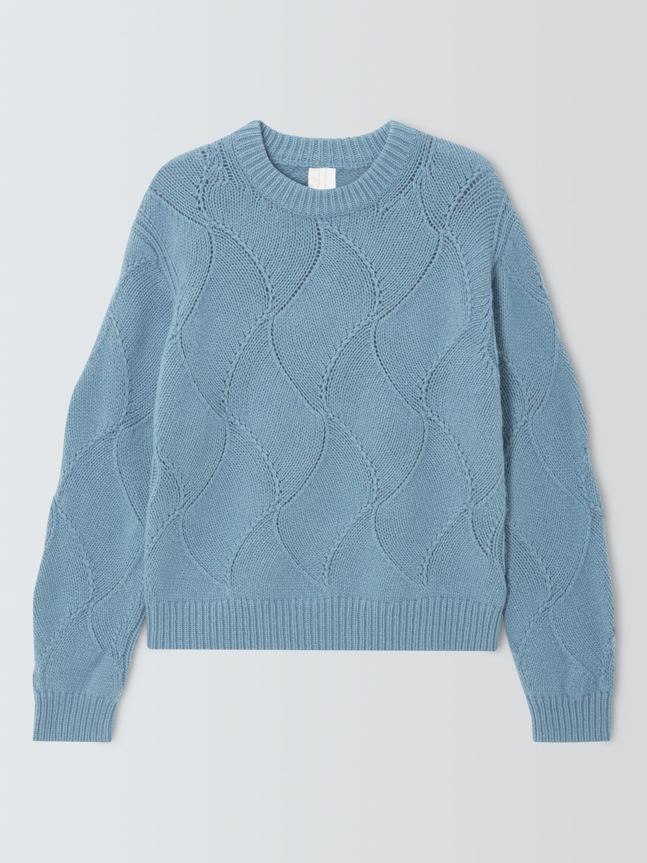 Product image 4 of 6, which shows John Lewis Wool Blend Pattern Knit Jumper, Blue, XS