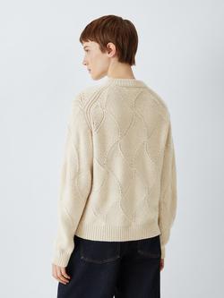John Lewis Wool Blend Pattern Knit Jumper - view 2, Natural