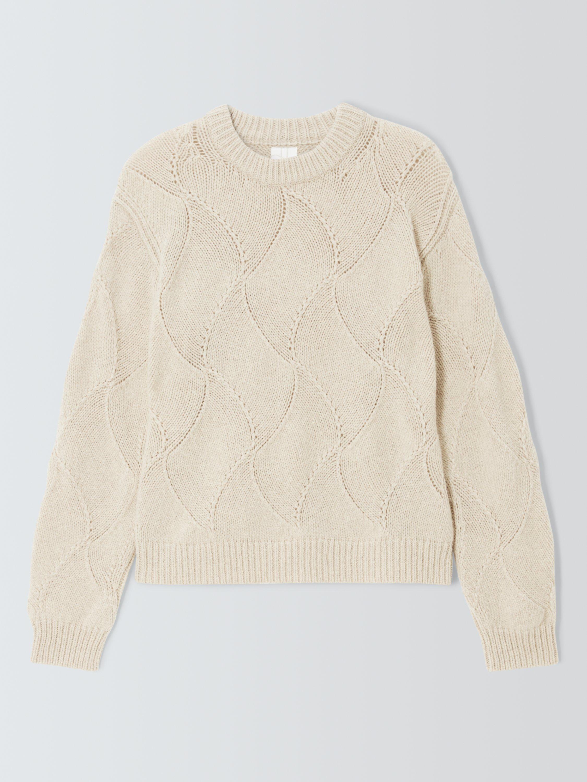 Product image 4 of 6, which shows John Lewis Wool Blend Pattern Knit Jumper, Natural, XS