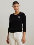 Lauren Ralph Lauren Montiva Button Trim Cable Knit Jumper, Black