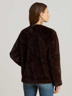 Lauren Ralph Lauren Short Faux Fur Coat, Brown - view 2, Brown