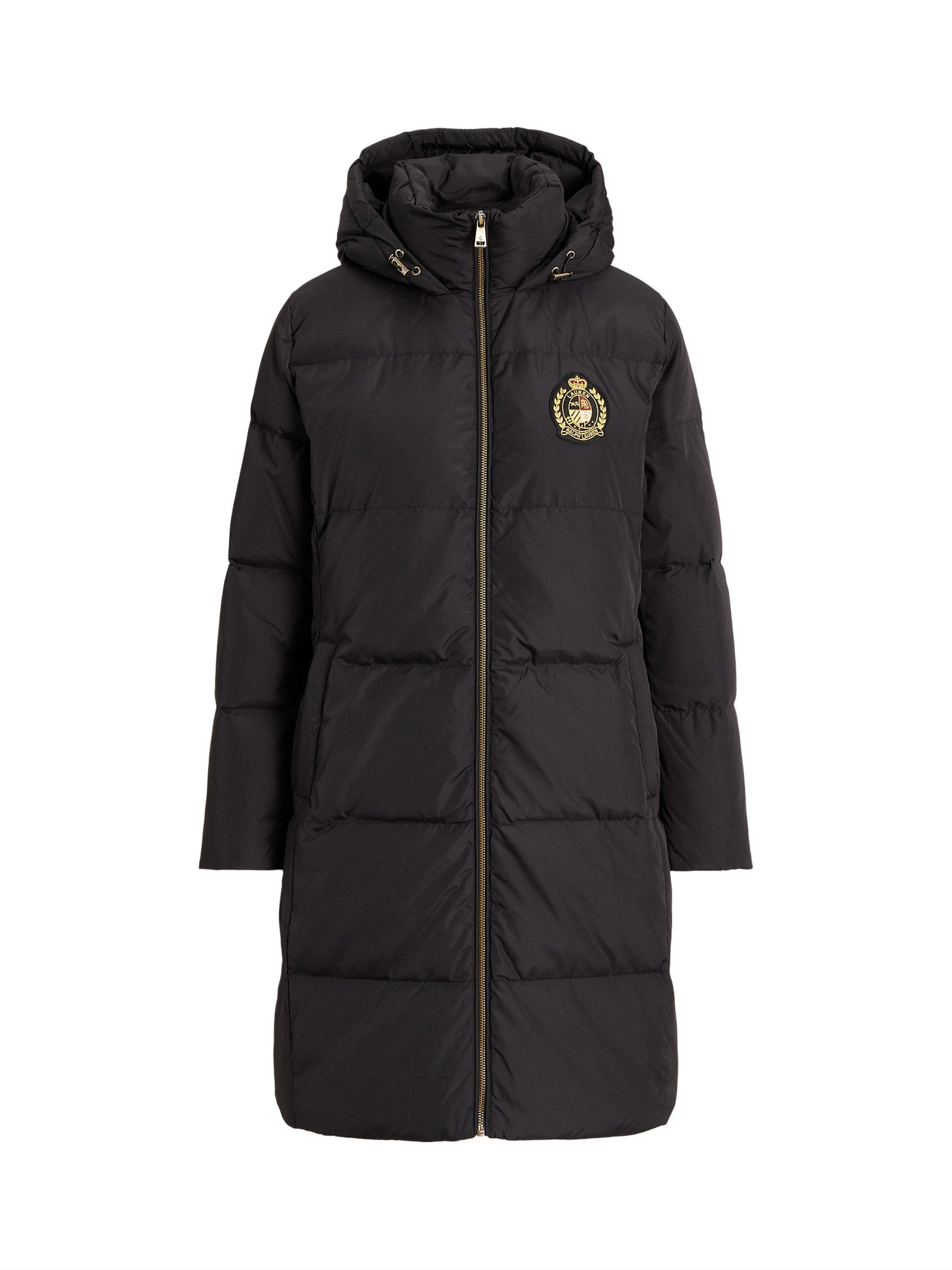 Product image 6 of 6, which shows Lauren Ralph Lauren Crest Patch Hooded Quilted Down Coat, Black, XS