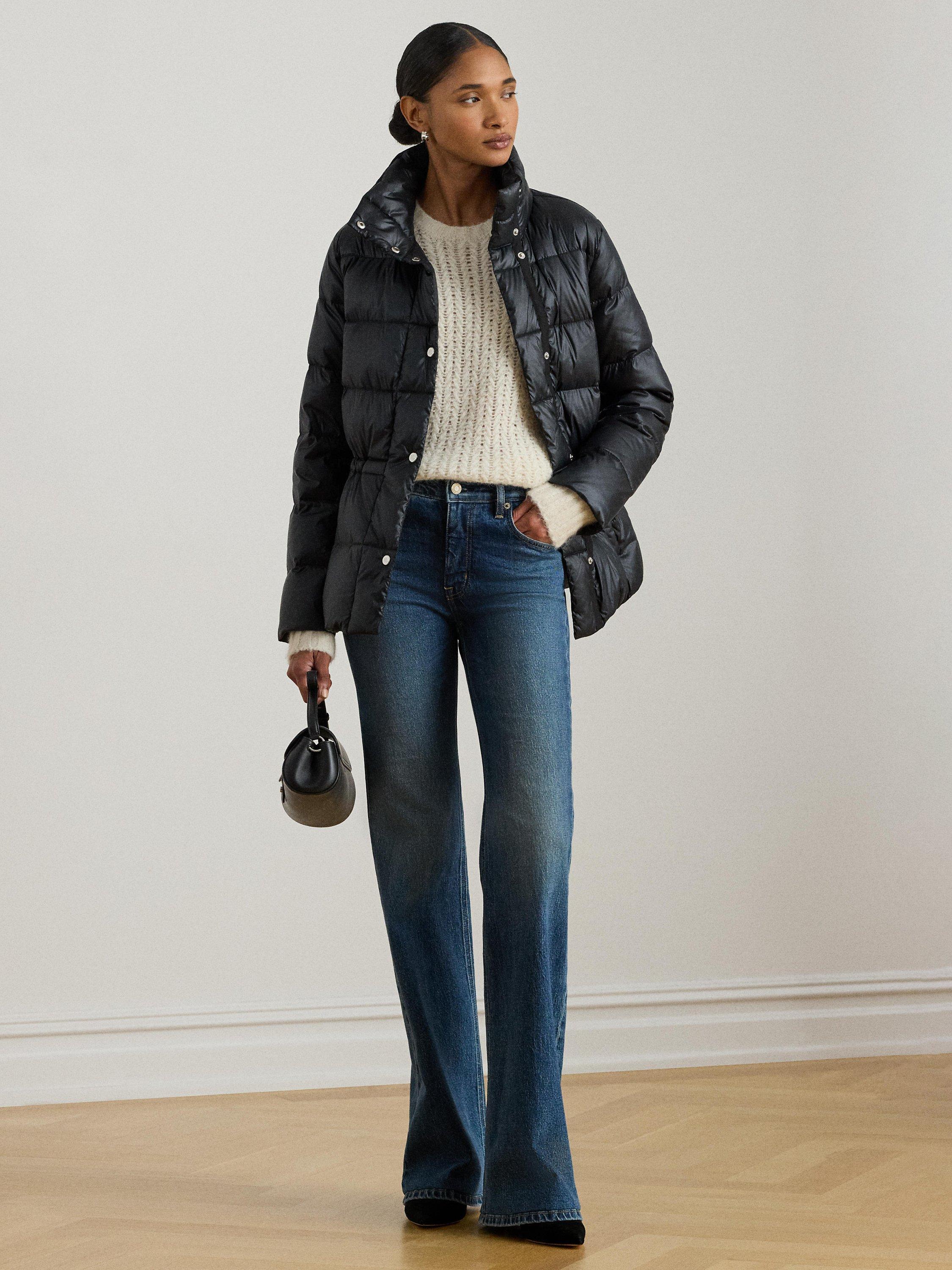 Product image 5 of 5, which shows Ralph Lauren Metallic Quilted Funnel Neck Down Coat, Black, S