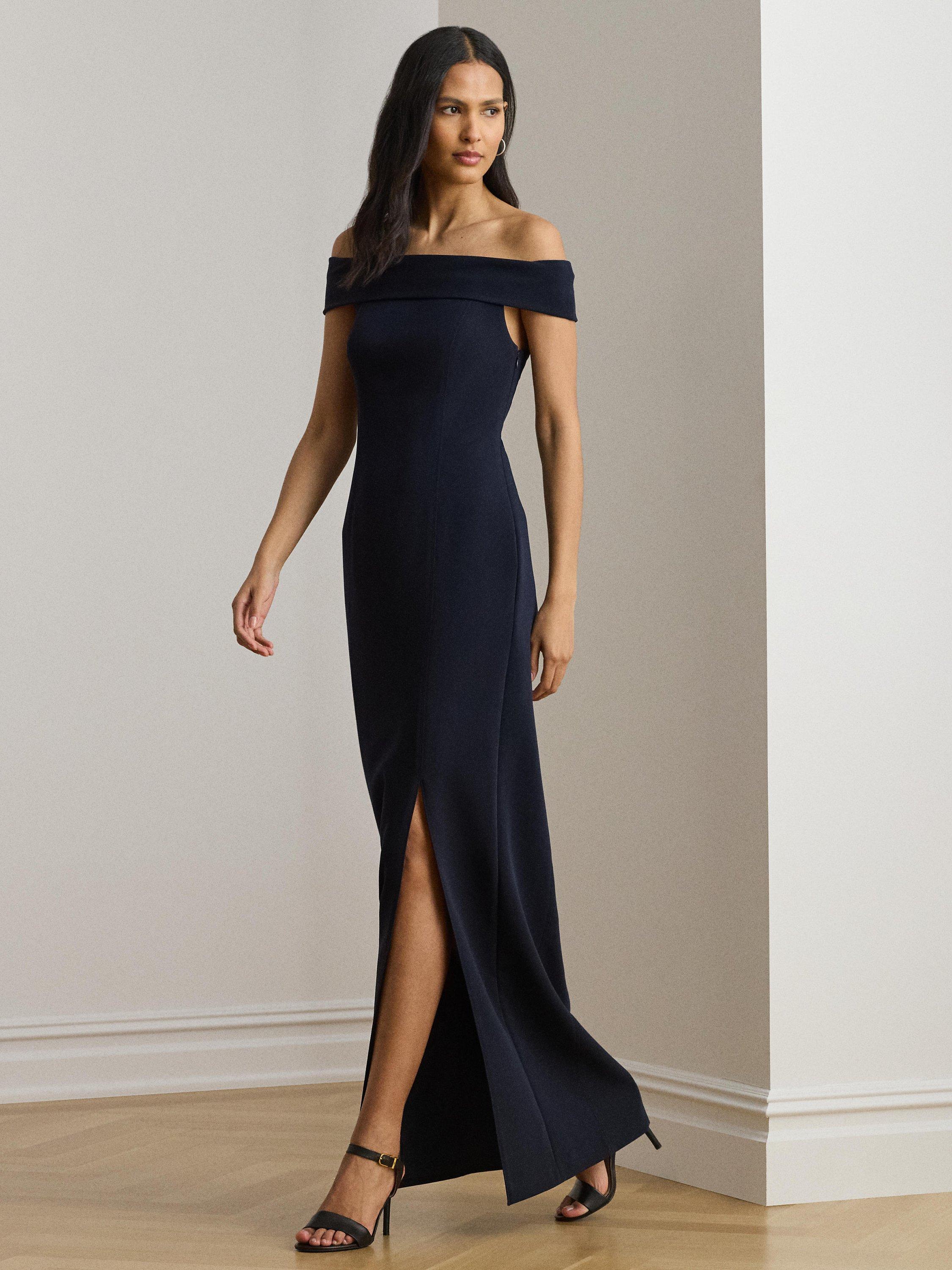 Lauren Ralph Lauren Adlar Crepe Off Shoulder Dress, Navy, 6