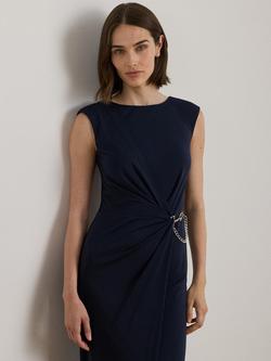 Lauren Ralph Lauren Ebrelle Chain Trim Jersey Cap Sleeve Maxi Dress, Navy - view 2, Navy