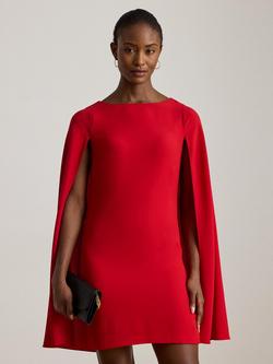 Lauren Ralph Lauren Petra Cape Georgette Cocktail Dress, Red - view 2, Red