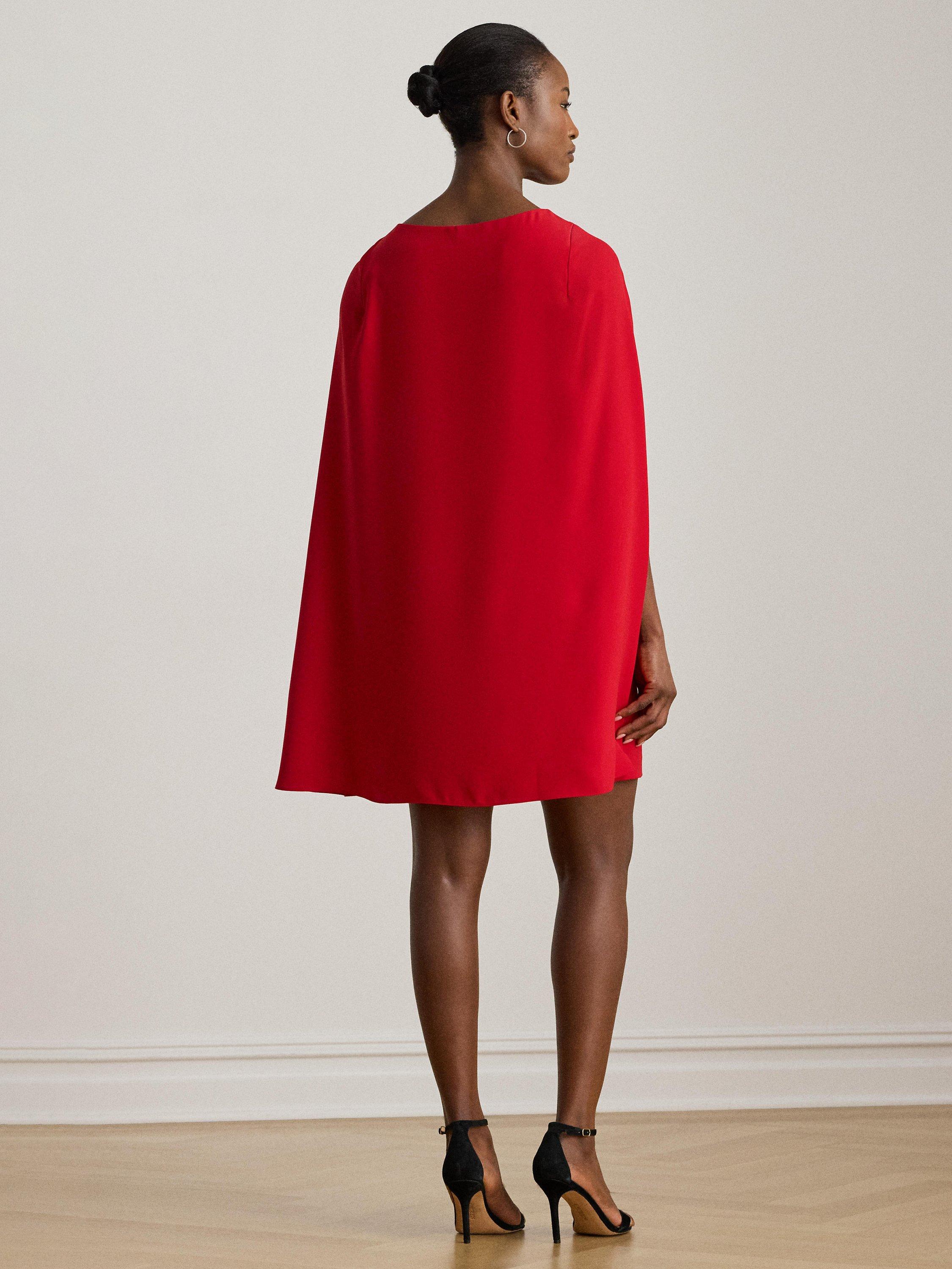 Lauren Ralph Lauren Petra Cape Georgette Cocktail Dress, Red