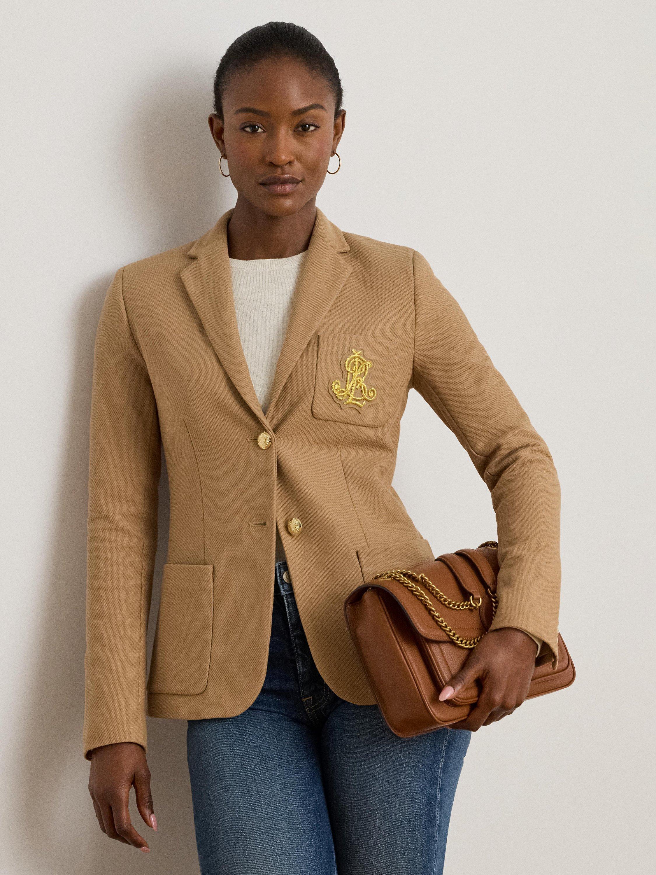 Product image 2 of 7, which shows Lauren Ralph Lauren Anfisa Bullion Jacquard Blazer, Camel, XS