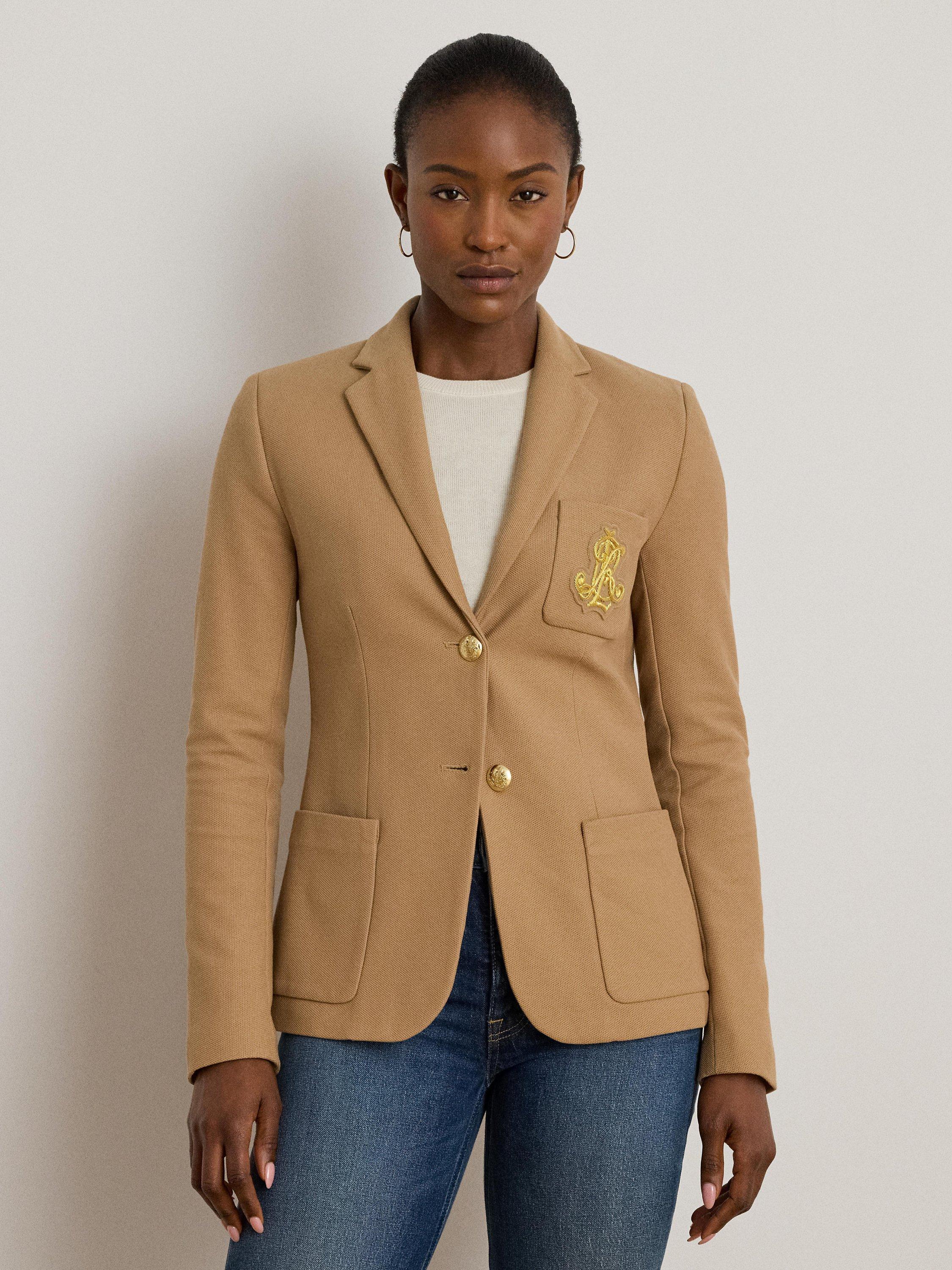 Product image 4 of 7, which shows Lauren Ralph Lauren Anfisa Bullion Jacquard Blazer, Camel, XS