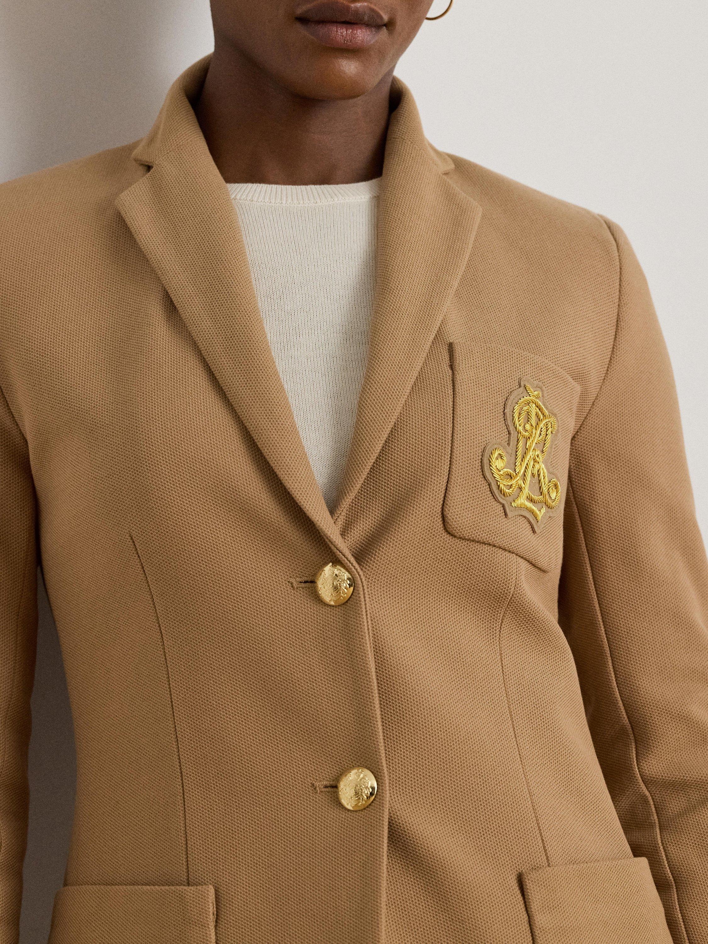 Product image 6 of 7, which shows Lauren Ralph Lauren Anfisa Bullion Jacquard Blazer, Camel, XS