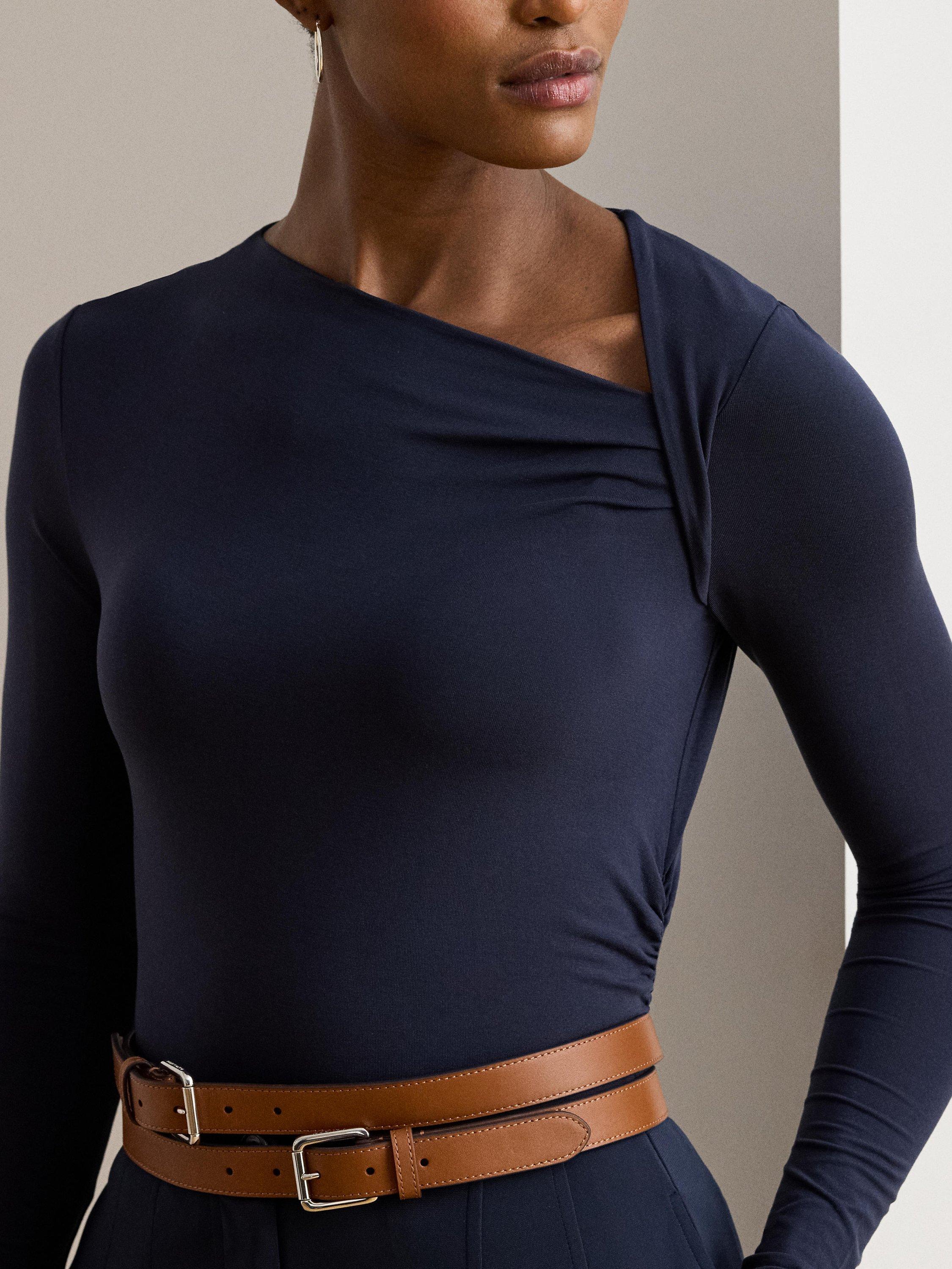 Lauren Ralph Lauren Matzi Stretch Jersey Asymmetrical Top, Lauren Navy