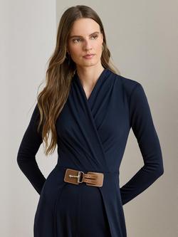 Lauren Ralph Lauren Filray Buckle Trim Jersey Jumpsuit, Navy - view 2, Navy