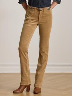 Lauren Ralph Lauren Stretch Corduroy Mid Rise Straight Trousers, Classic Camel - view 2, Classic Camel