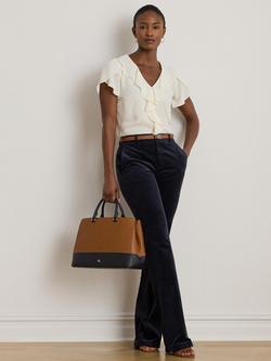 Lauren Ralph Lauren Badayn Ruffle Trim Georgette Blouse, Mascarpone Cream, Mascarpone Cream