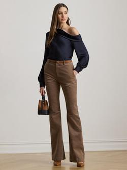 Lauren Ralph Lauren Zamiel Satin Charmeuse One Shoulder Blouse, Navy, Navy