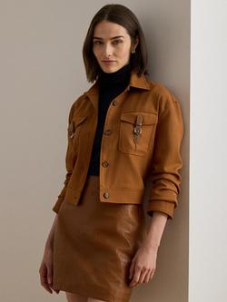 Lauren Ralph Lauren Gisbah Buckle Trim Serge Cropped Field Jacket, Tan - view 2, Tan