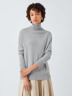 MM by MaxMara Mino Funnel Neck Pure Wool Jumper, Light Grey