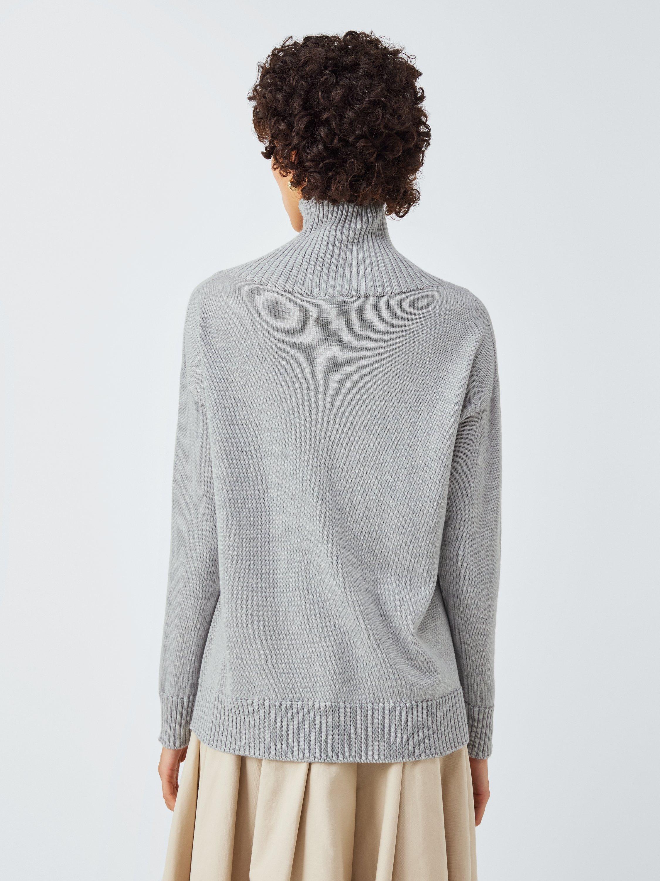 Product image 2 of 6, which shows MM by MaxMara Mino Funnel Neck Pure Wool Jumper, Light Grey, M