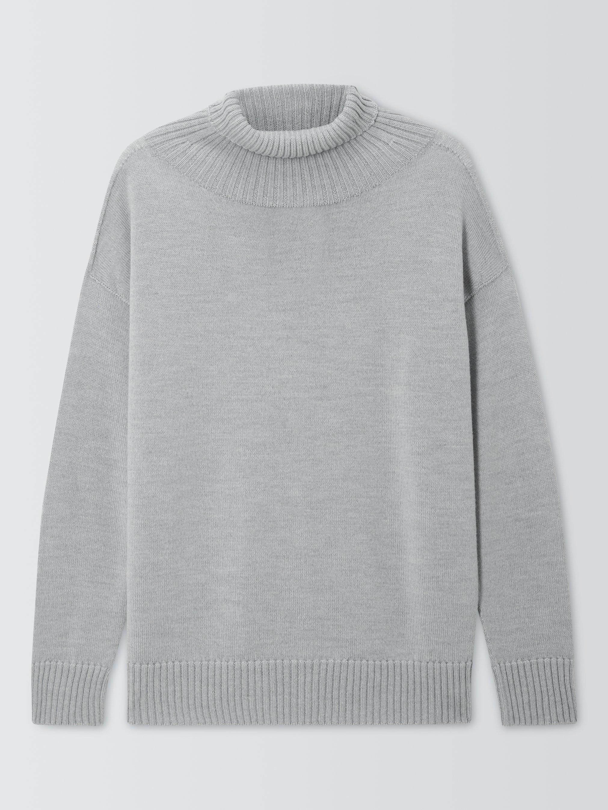Product image 4 of 6, which shows MM by MaxMara Mino Funnel Neck Pure Wool Jumper, Light Grey, M