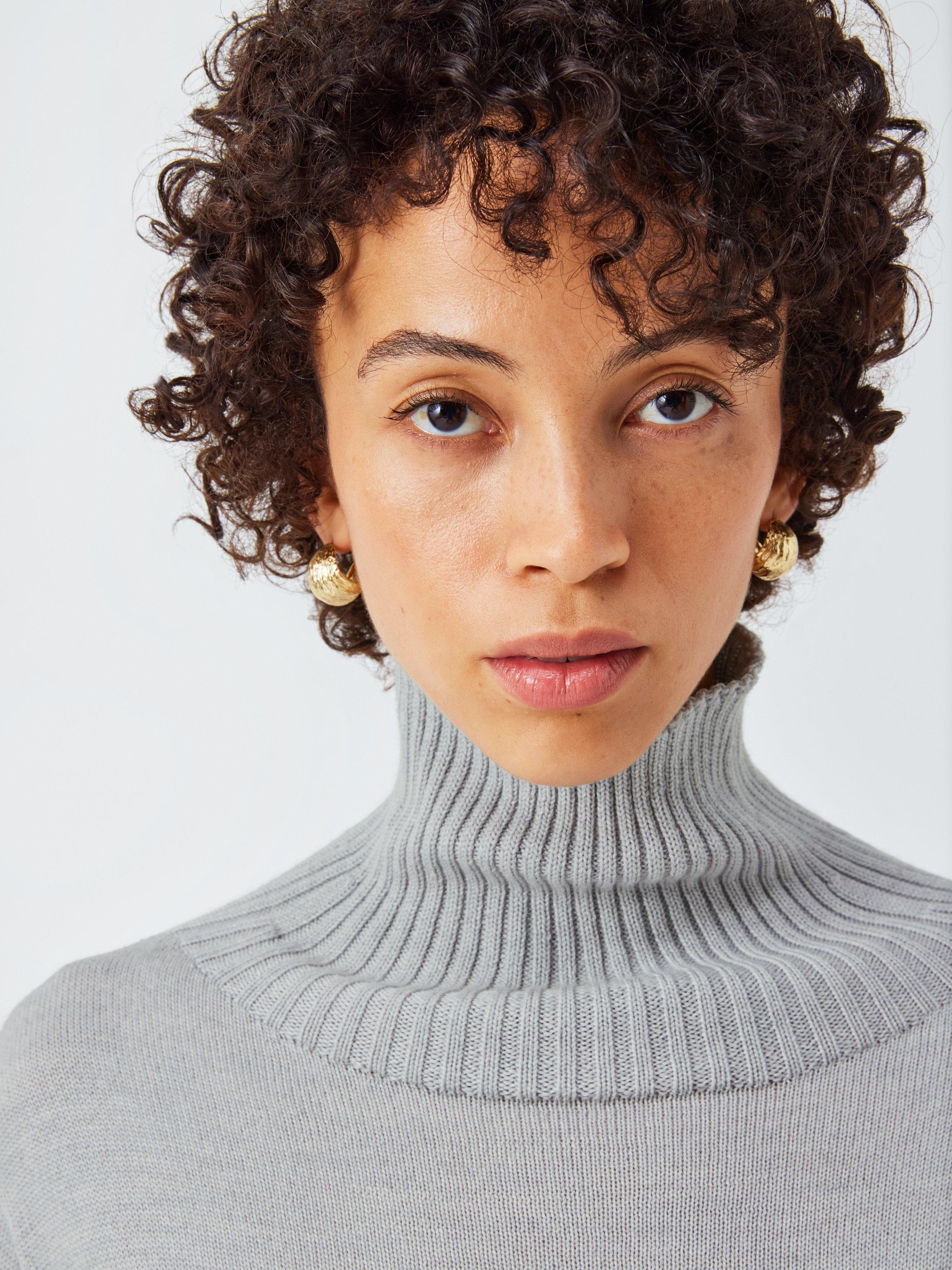 Product image 5 of 6, which shows MM by MaxMara Mino Funnel Neck Pure Wool Jumper, Light Grey, M