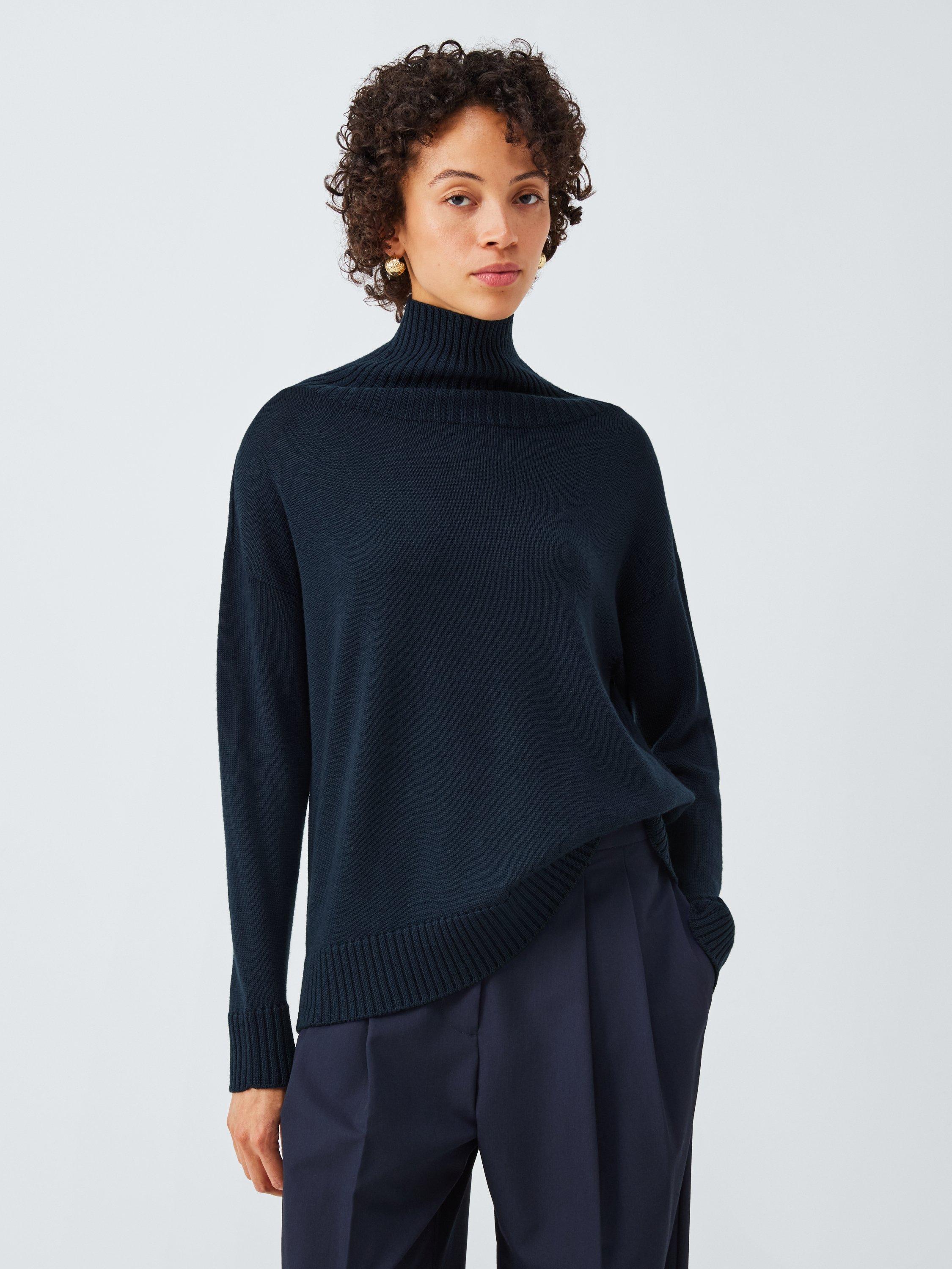 Product image 2 of 6, which shows MM Mino Funnel Neck Pure Wool Jumper, Navy, XS