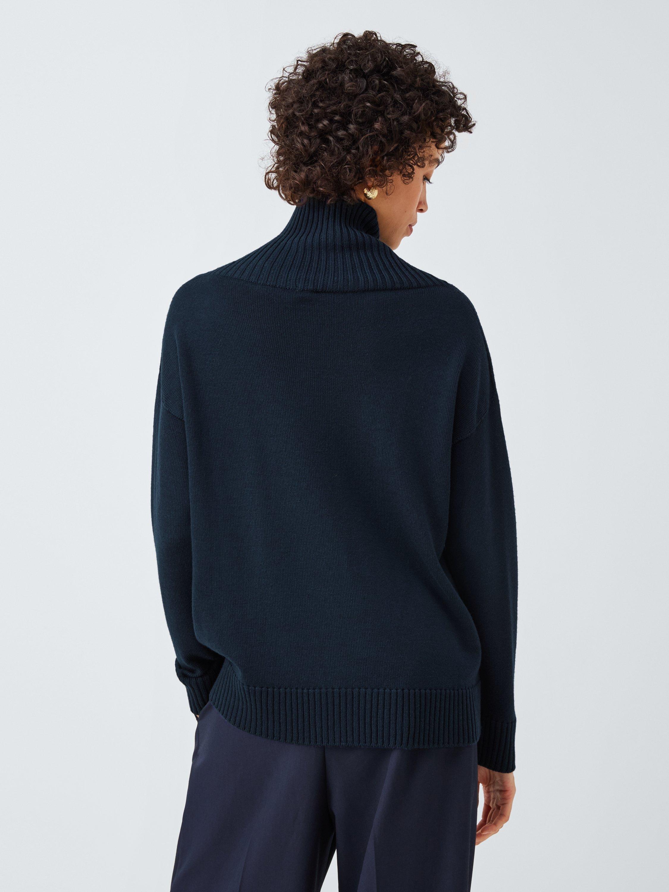 Product image 1 of 6, which shows MM Mino Funnel Neck Pure Wool Jumper, Navy, XS