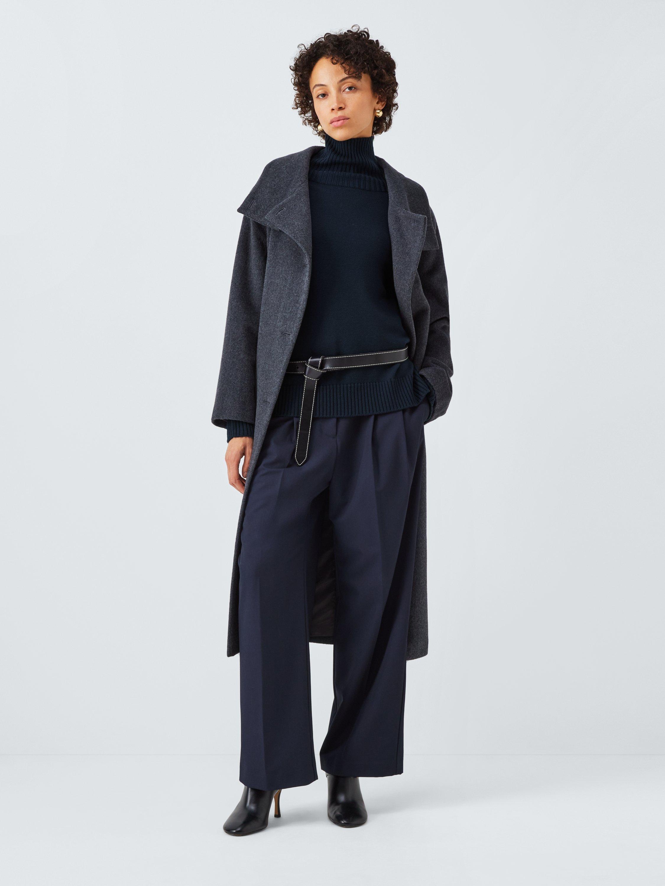 Product image 3 of 6, which shows MM Mino Funnel Neck Pure Wool Jumper, Navy, XS