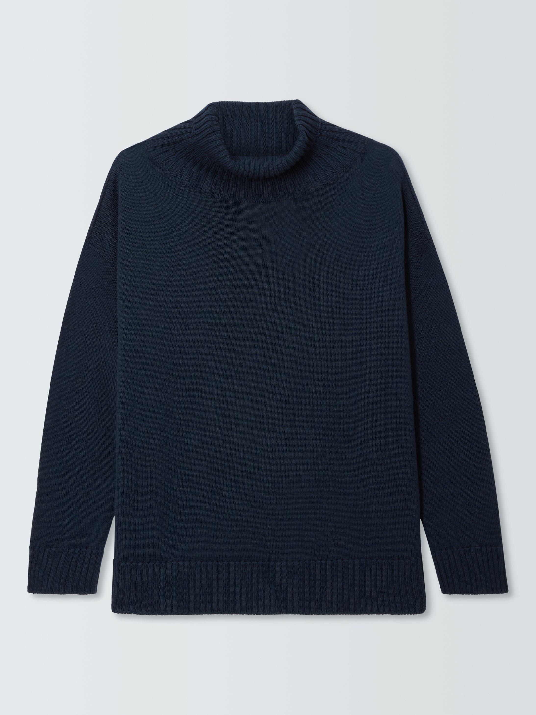 Product image 4 of 6, which shows MM Mino Funnel Neck Pure Wool Jumper, Navy, XS