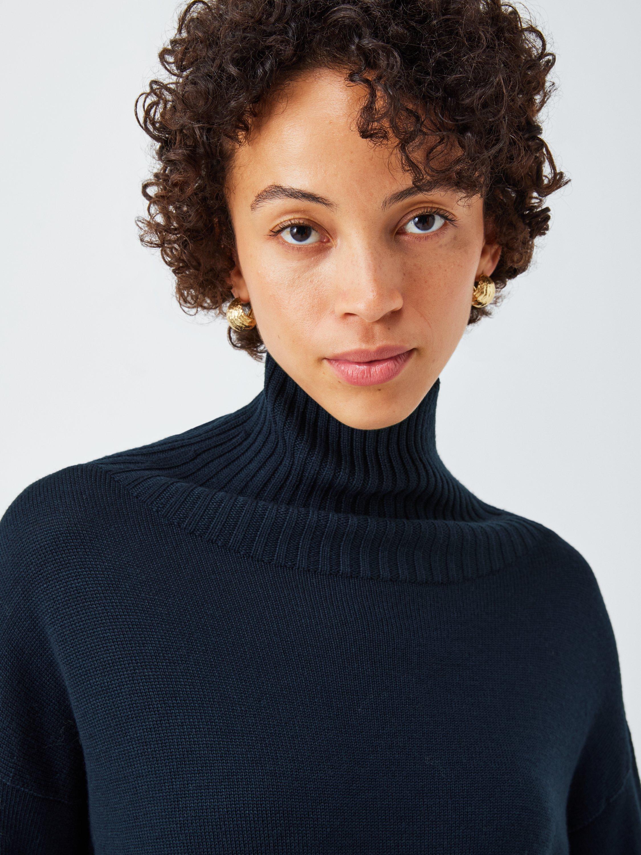 Product image 5 of 6, which shows MM Mino Funnel Neck Pure Wool Jumper, Navy, XS