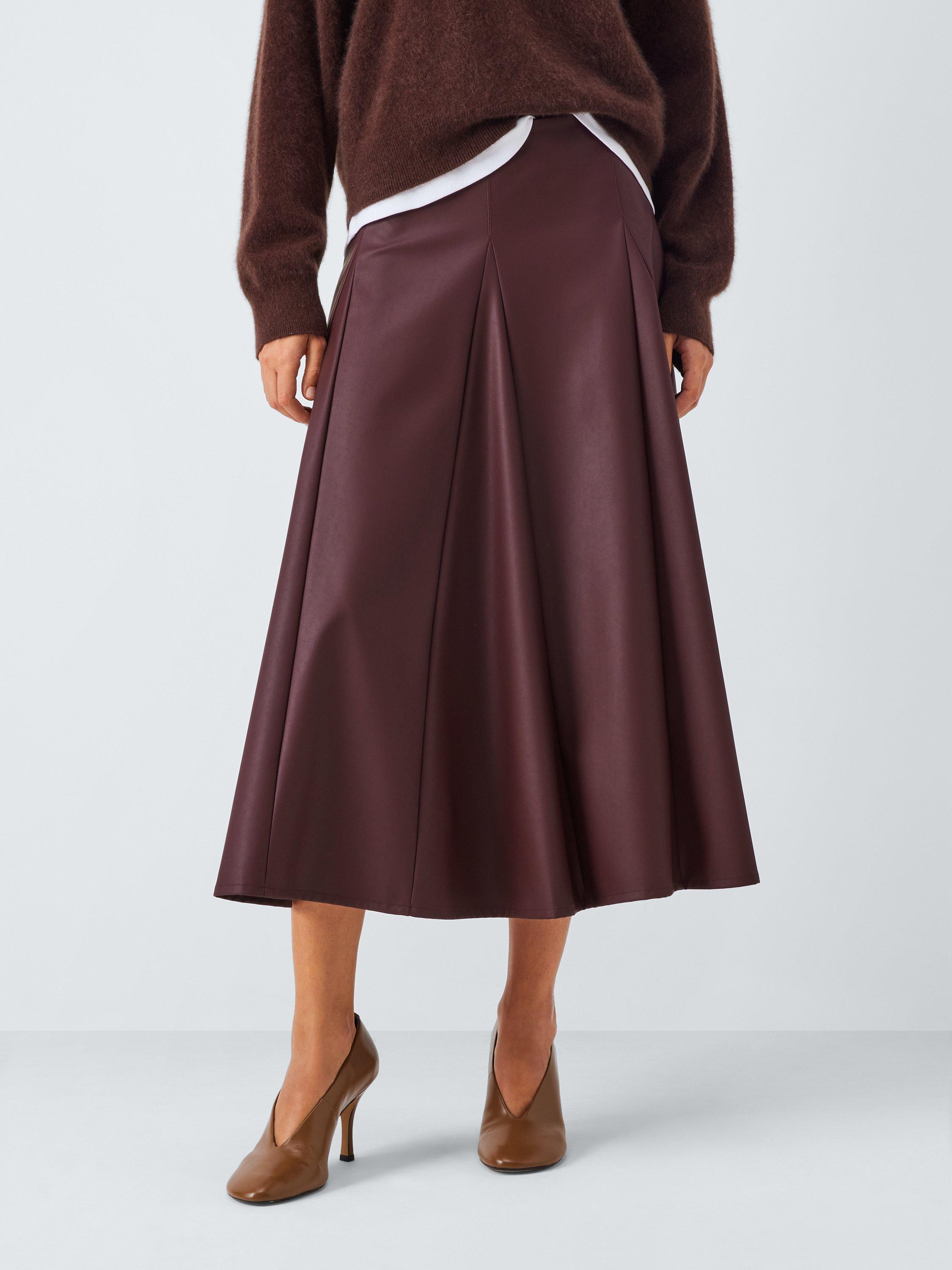 MM by MaxMara Nocera Faux Leather Skirt, Burgundy