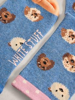 White Stuff Puppy Print Cotton Blend Novelty Socks - view 2, Blue/Multi