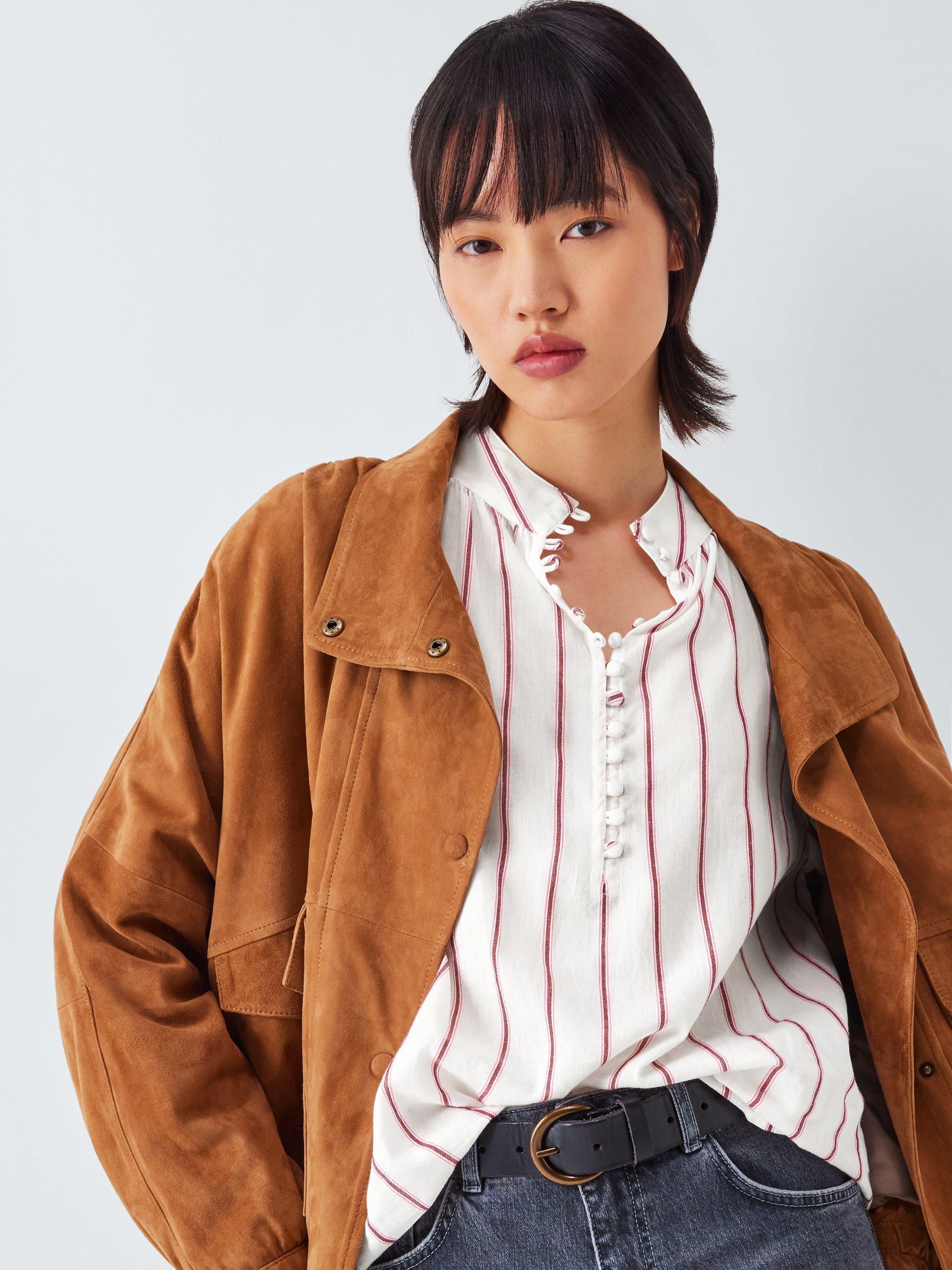 Product image 6 of 6, which shows AND/OR Harriet Stripe Top, Pink/Multi, 6