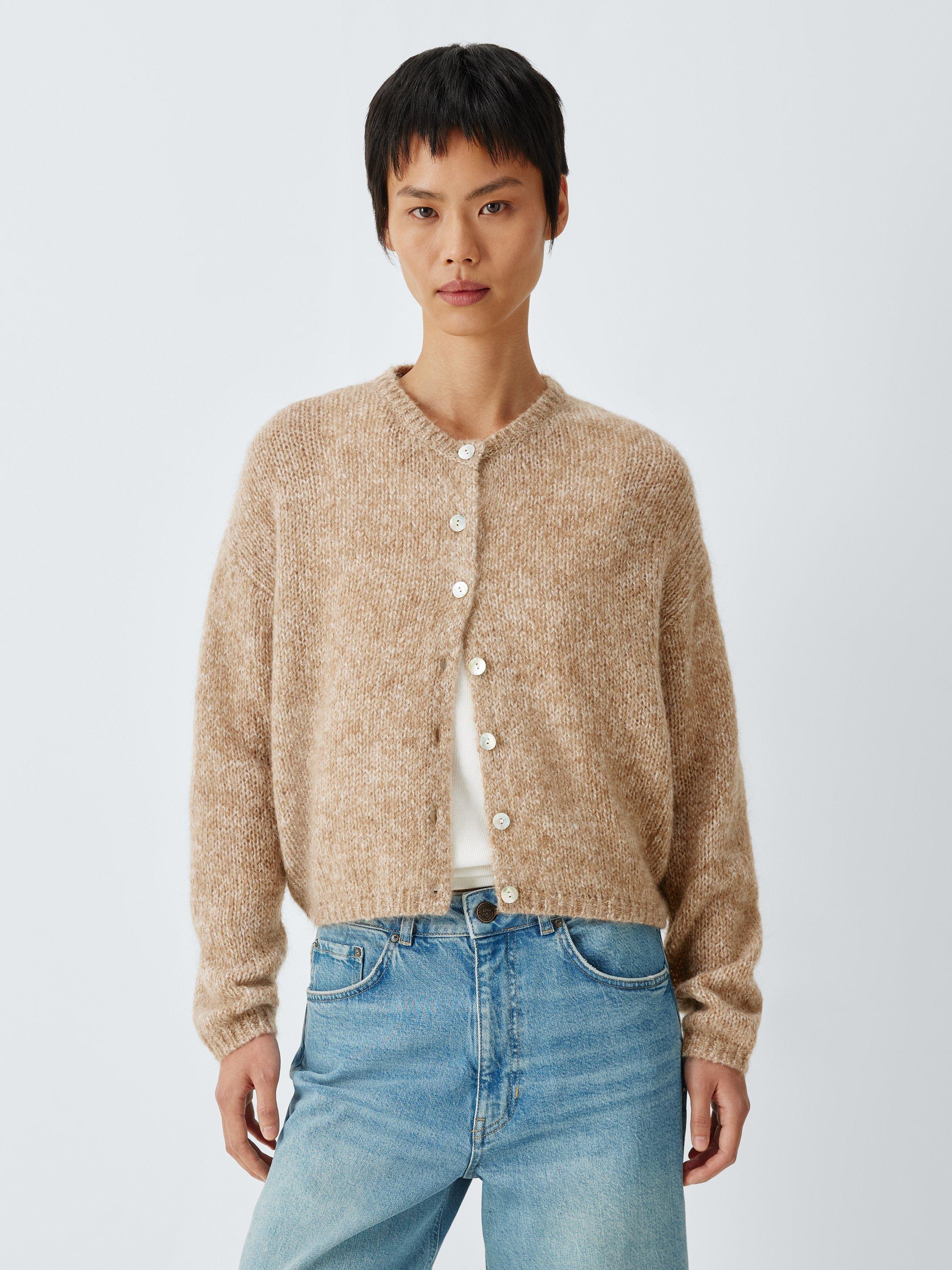 Product image 1 of 6, which shows AND/OR Poppy Wool Blend Cardigan, Natural, XS