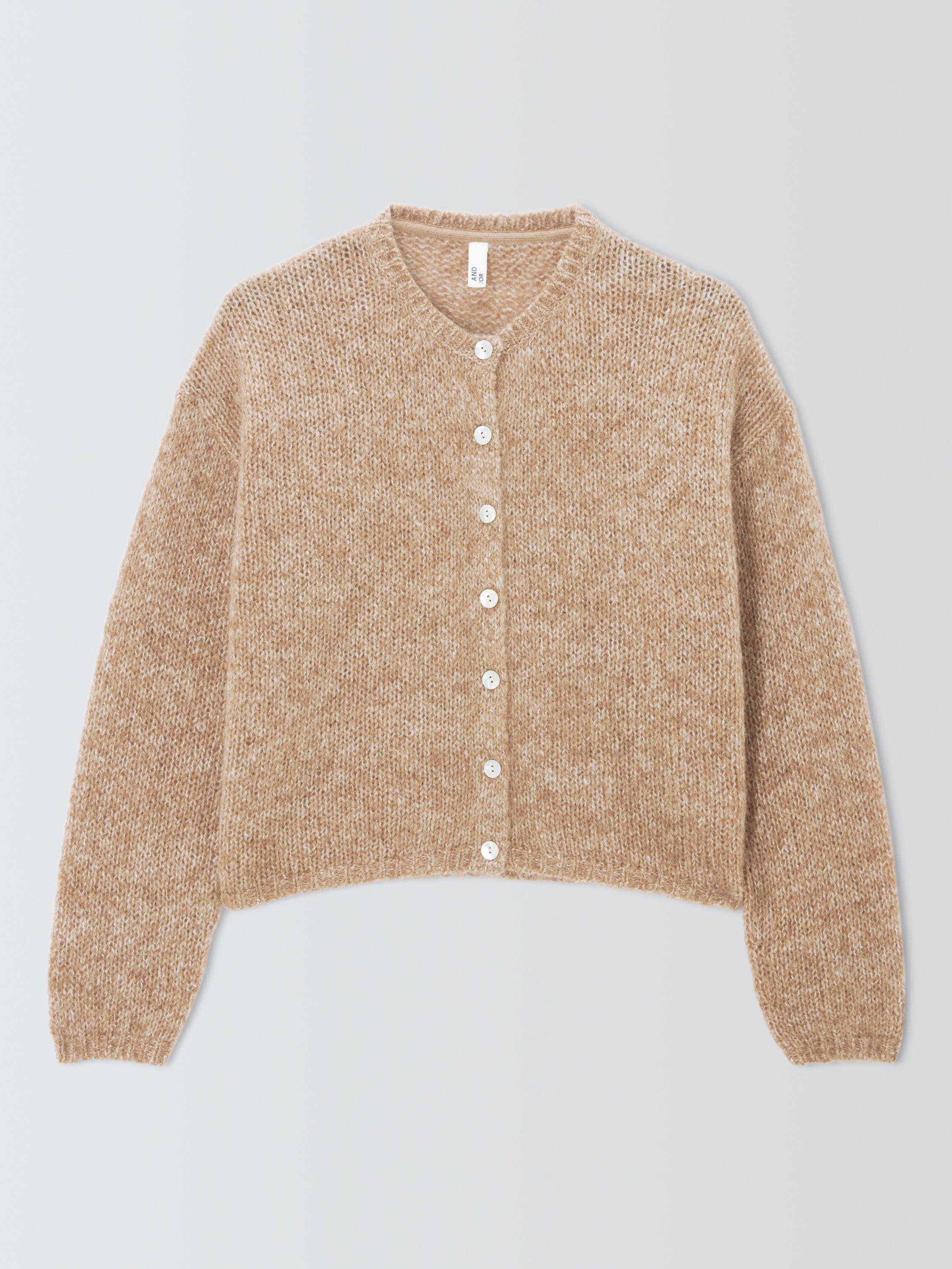 Product image 4 of 6, which shows AND/OR Poppy Wool Blend Cardigan, Natural, XS