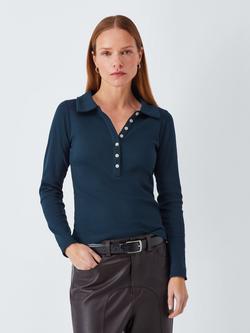 AND/OR Henley Long Sleeve Top, Navy, Navy