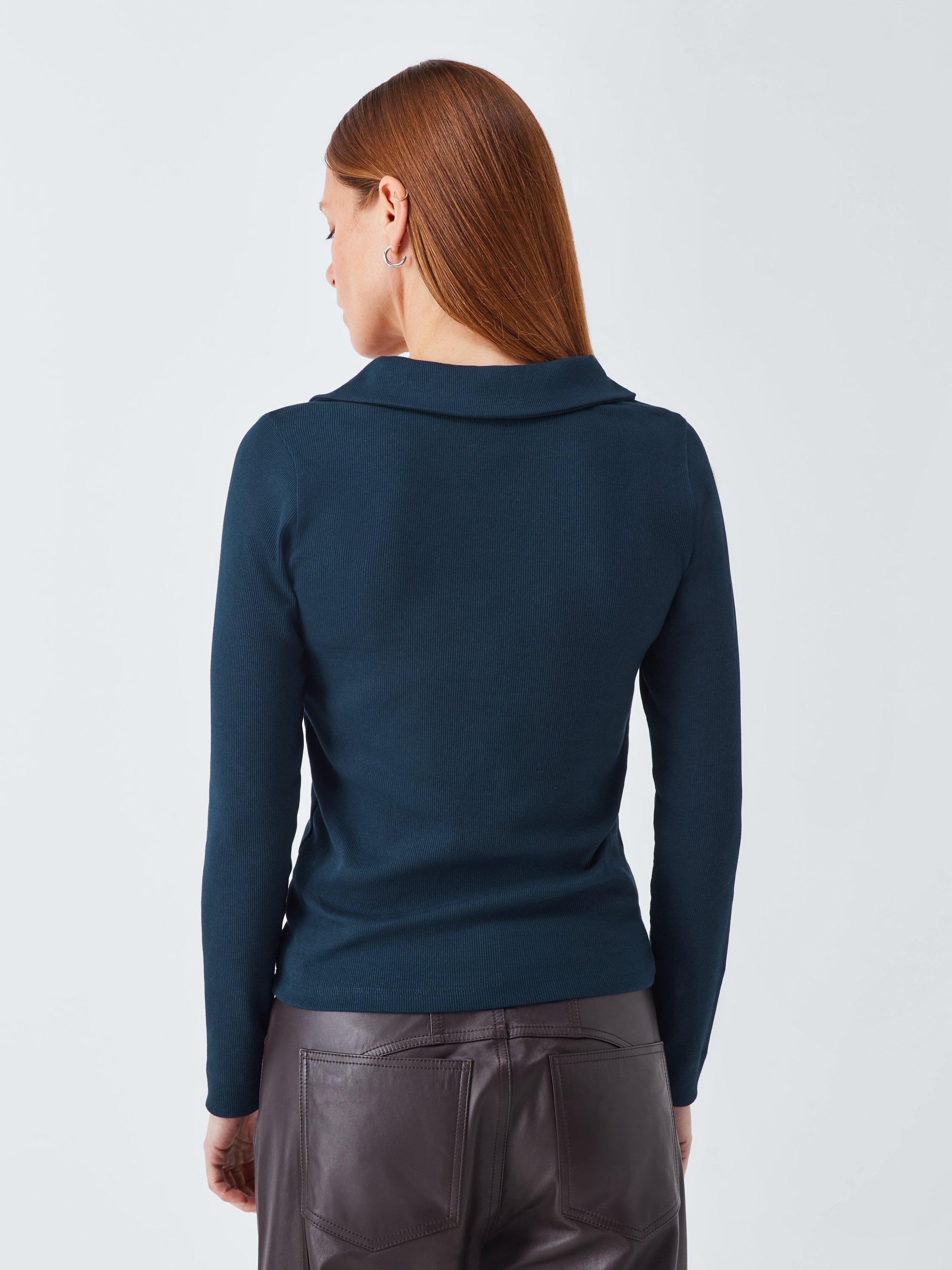 Product image 2 of 6, which shows AND/OR Henley Long Sleeve Top, Navy, 6