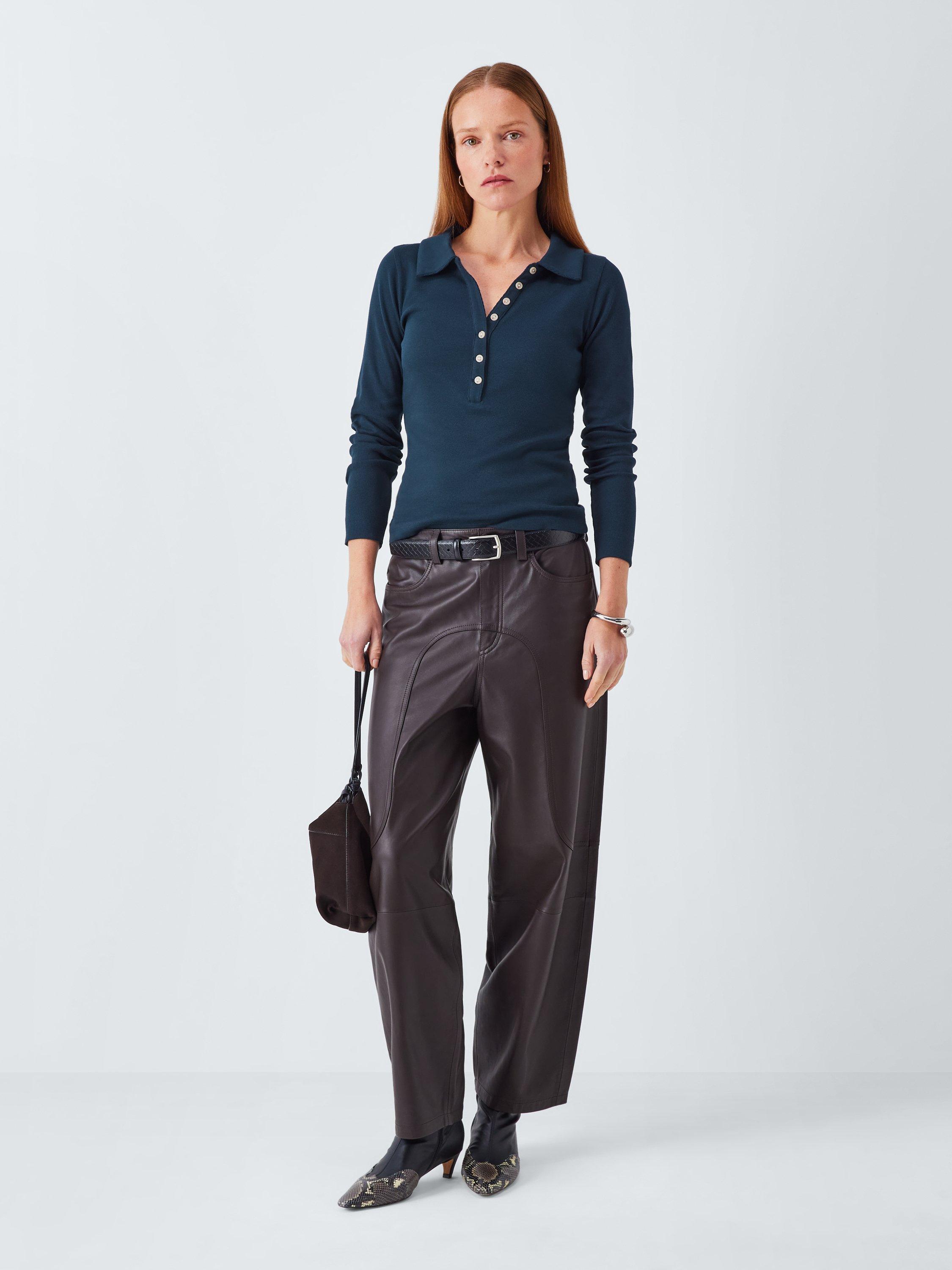 Product image 3 of 6, which shows AND/OR Henley Long Sleeve Top, Navy, 6