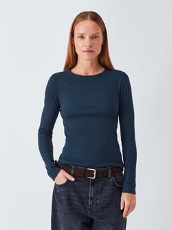 AND/OR Ribbed Long Sleeve Top, Navy, Navy