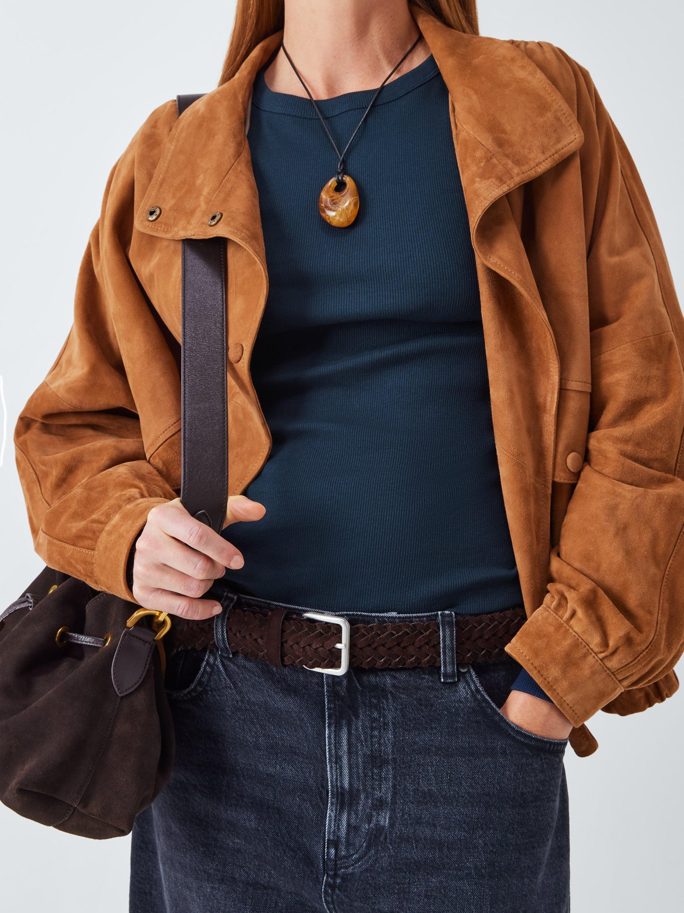 Product image 6 of 6, which shows AND/OR Ribbed Long Sleeve Top, Navy, 6