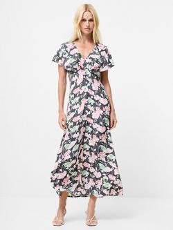 French Connection Ellie Cape Sleeve Shirt Dress, Black/Multi, Black/Multi