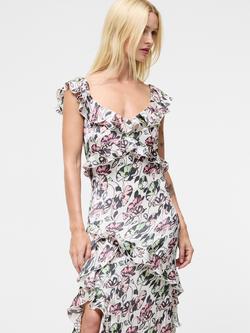 French Connection Ellie Kelsy Ruffled Slit Midaxi Dress - view 2, Cream/Multi