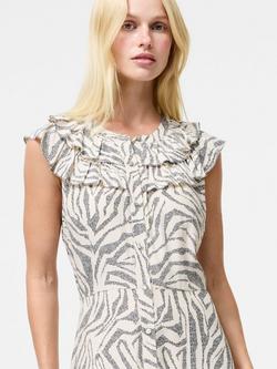 French Connection Josie Delphine Frill Midi Dress - view 2, Cream/Multi